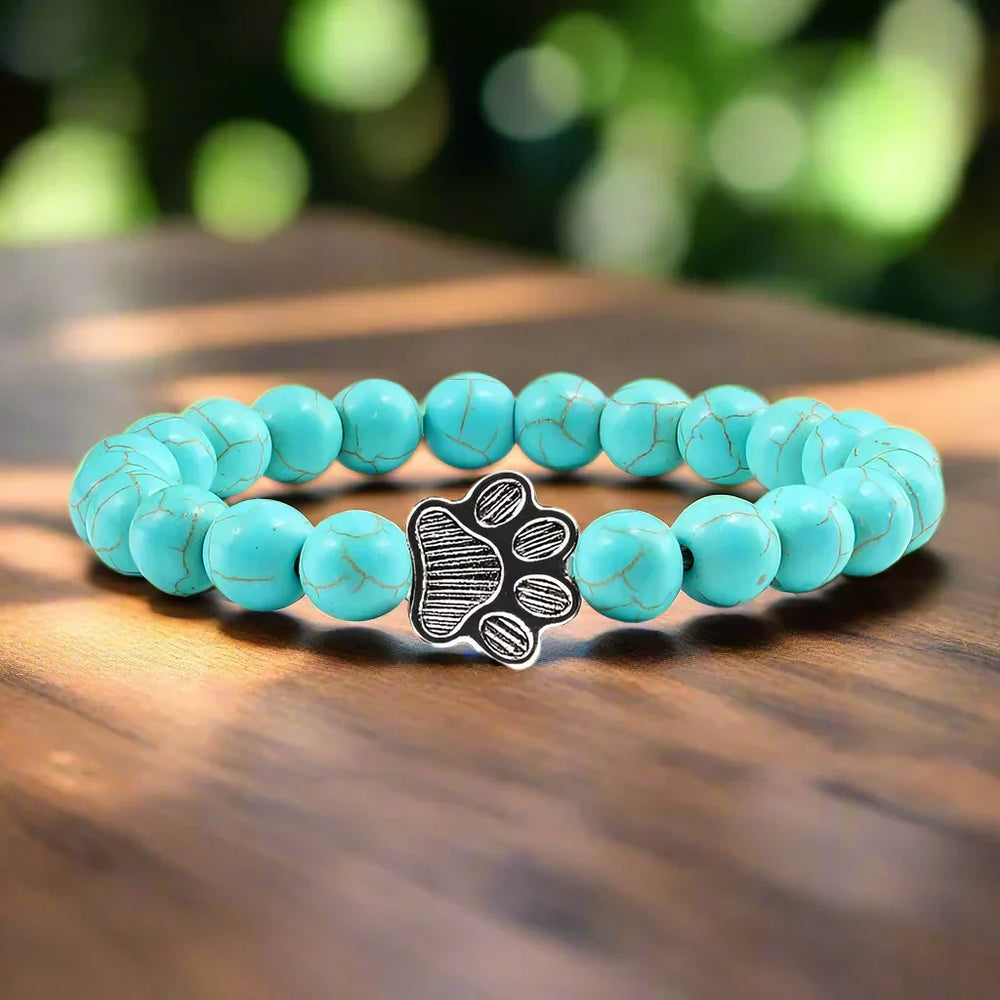 Pulsera con cuentas en forma de patas: diseño de piedra natural
