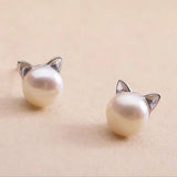 Bellissimo Collana con Gatto di Perla con Orecchini e Anello in Omaggio