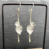 Orecchini vintage con foglie d'argento