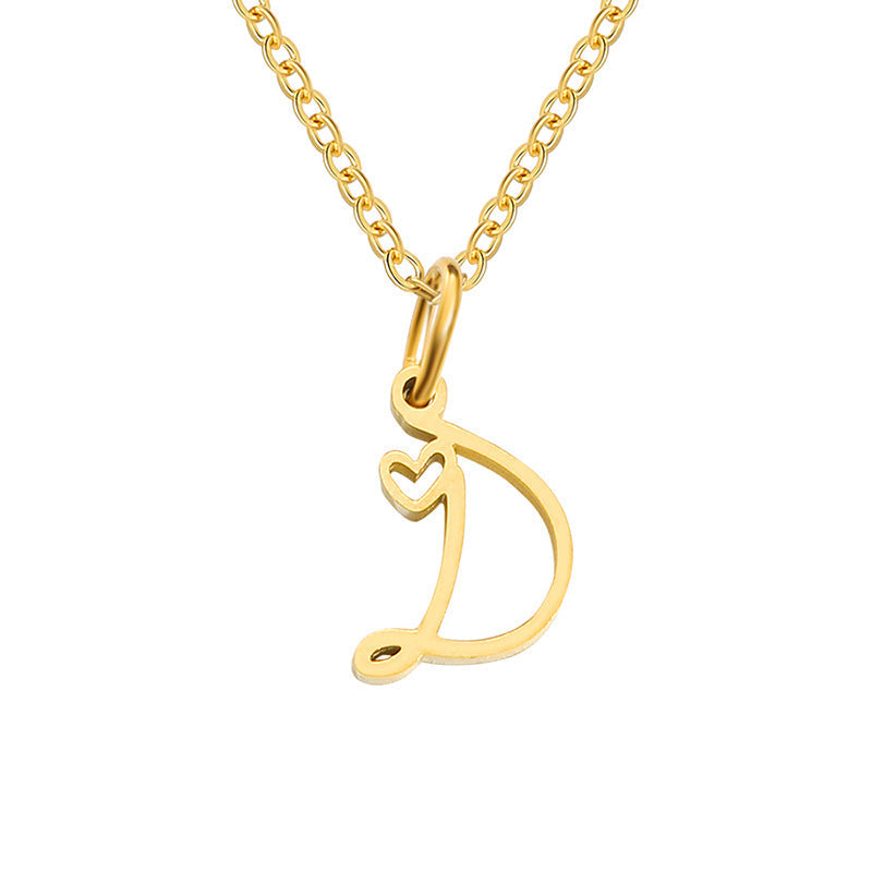 Collar con Inicial en Forma de Corazón | Oro