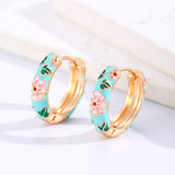Orecchini ad Anello Floreali Colorati | Oro