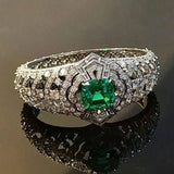 Esmeralda™ - Art Deco Emerald Ring White Gold
