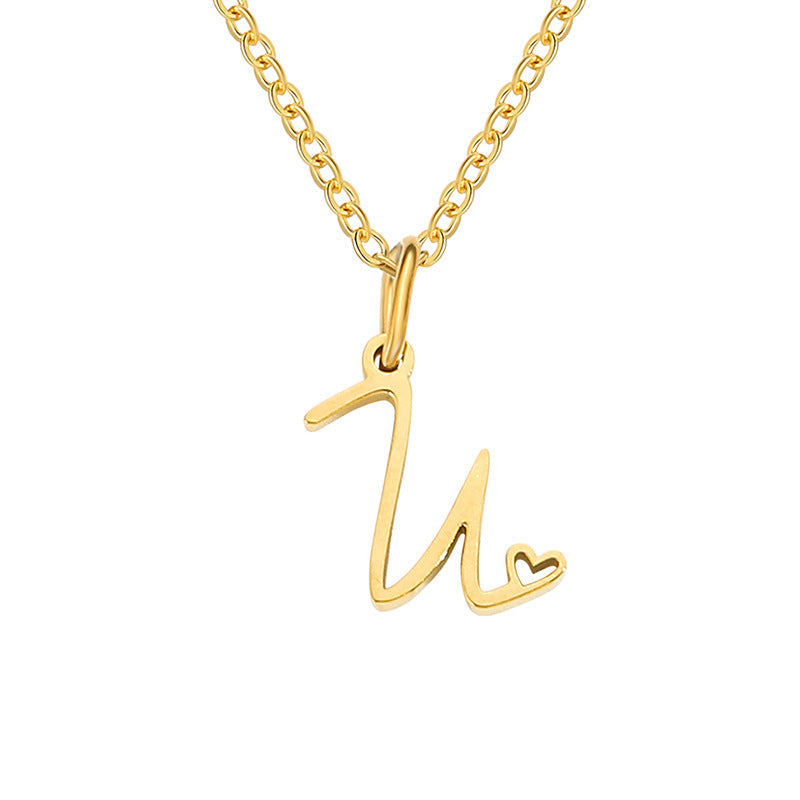 Collar con Inicial en Forma de Corazón | Oro