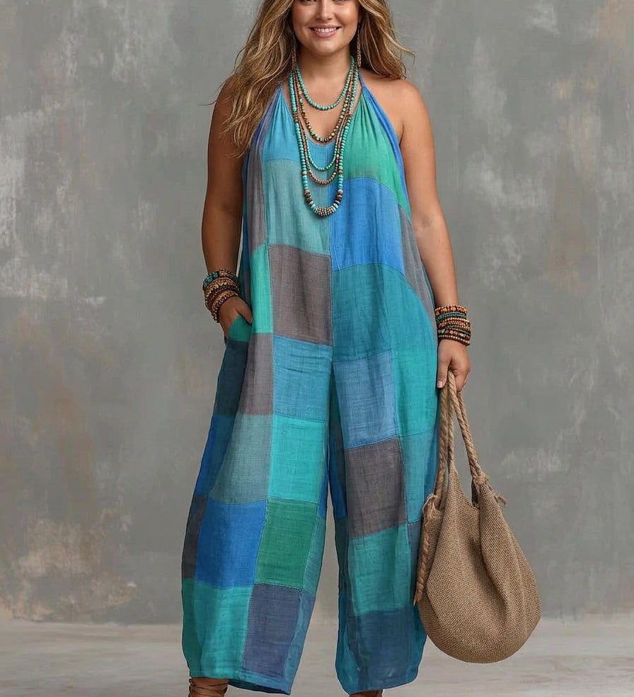 Vittoria™ - Elegante Tuta Patchwork da Resort