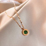 Aloro™ - Collana con Pendente Verde Smeraldo