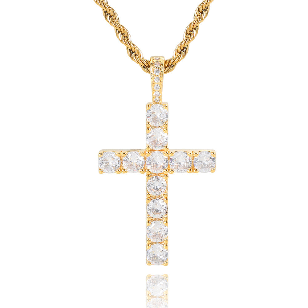 Brelia™ - Collar con Cruz en Oro Blanco