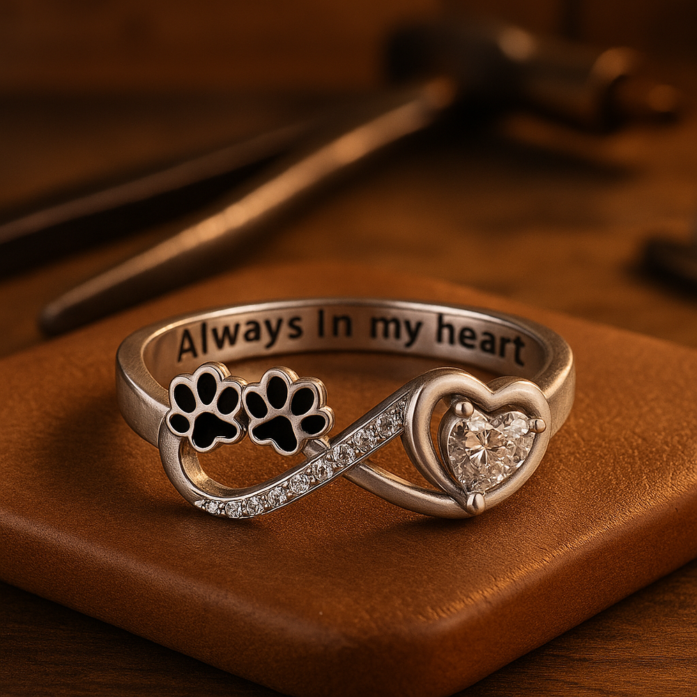 Anillo de circonita con diseño de corazón e infinito