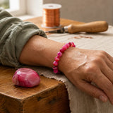 Bracciale in Agata Rosa per Amore, Guarigione Emotiva e Comfort