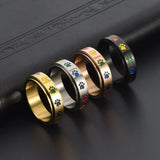 Anello Antistress Rotante – Acciaio Inossidabile con Zampe Arcobaleno
