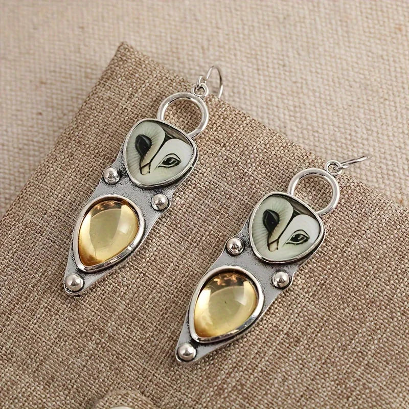 Pendientes colgantes con forma de búho bohemio: sin níquel para oídos sensibles