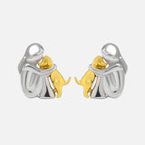 Aretes de puño en plata y oro de dos tonos