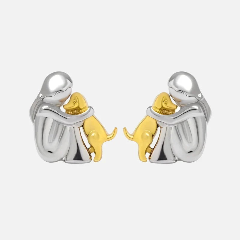Aretes de puño en plata y oro de dos tonos