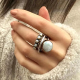 Set di Anelli con Perle Sovrapposte