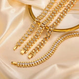 Set di Braccialetti Regolabili in Zirconia Cubica Dorata