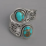 Calista™ - Anillo Envolvente de Plata con Turquesa Doble