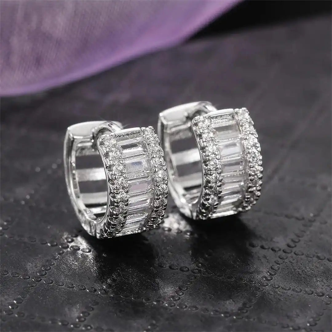 Pendientes de aro Mini Baguette con circonitas