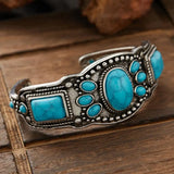 Raffaella™ - Bracciale Rigido Vintage Boho con Turchese