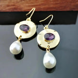 Orecchini con perle e zirconi viola