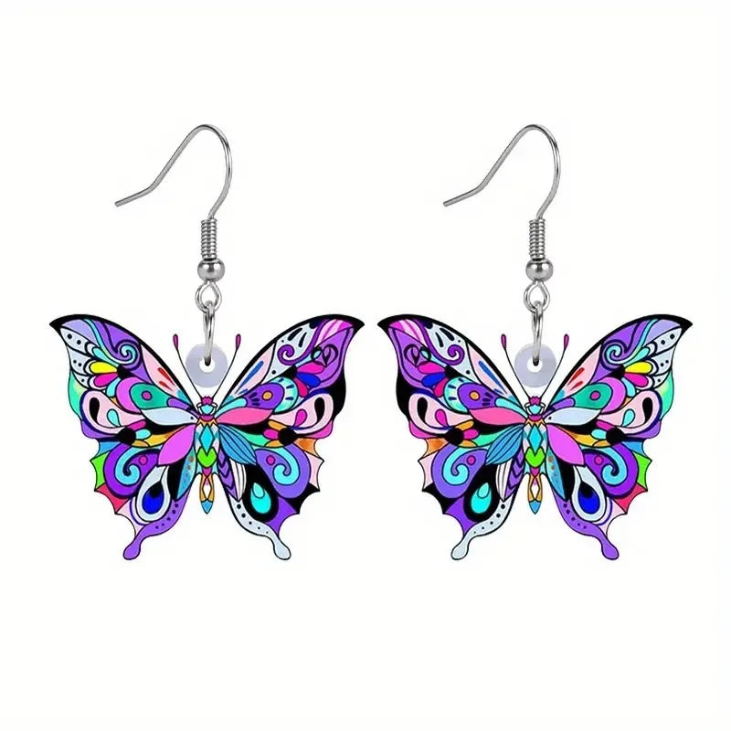 Pendientes de colores con forma de mariposa para mujer