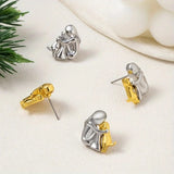Aretes de puño en plata y oro de dos tonos