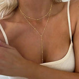 Collana con Perle a Lunga Frangia Doppio Strato Oro