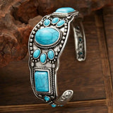 Raffaella™ - Bracciale Rigido Vintage Boho con Turchese