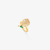 Maeve™ - Anello a spirale con fiore a foglia e smeraldo Oro