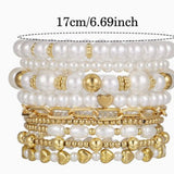 Set di 9 Braccialetti Impilabili in Perle Premium