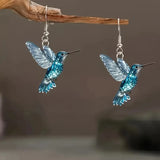 Orecchini a forma di Colibrì Blu in Cristallo