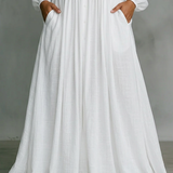 Léonie | Abito maxi minimalista con colletto alto