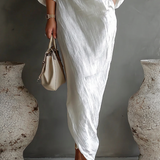 Donatella™  - Elegante Abito Maxi Monospalla in Bianco