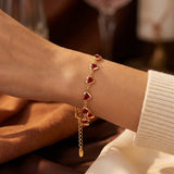 Ravellina™ - Bracciale a Catena con Cuore di Rubino in Oro