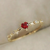 Anello Cuore Oro Rubino