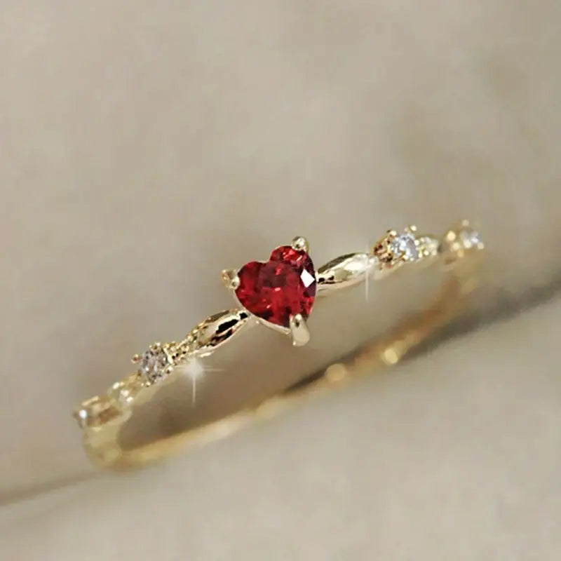 Anello Cuore Oro Rubino
