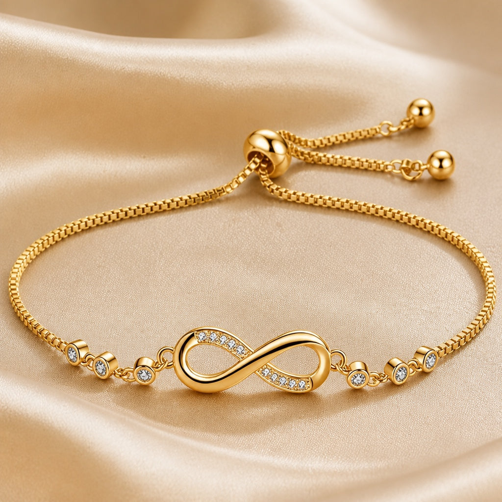 Bracciale scorrevole con simbolo dell'infinito in oro bianco