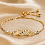 Bracciale scorrevole con simbolo dell'infinito in oro bianco