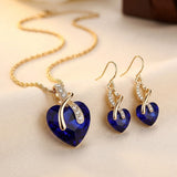 Valerina™ - Parure di Collana e Orecchini a Cuore con Zaffiro in Oro