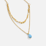 Collana a strati a goccia blu in opale