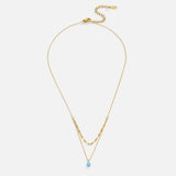 Collana a strati a goccia blu in opale