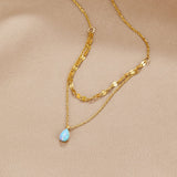 Collana a strati a goccia blu in opale