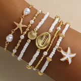 Set di 6 Bracciali in Oro e Perle