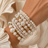 Set di Braccialetti Impilabili con Perle da 8