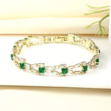 Viora™ -  Bracciale Tennis Verde con Maglie Dorate