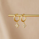 Pendientes de Gota de Cristal Trébol de Cuatro Hojas