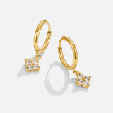 Pendientes de Gota de Cristal Trébol de Cuatro Hojas