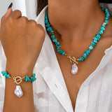 Set di Collana e Bracciale Turchese e Perle