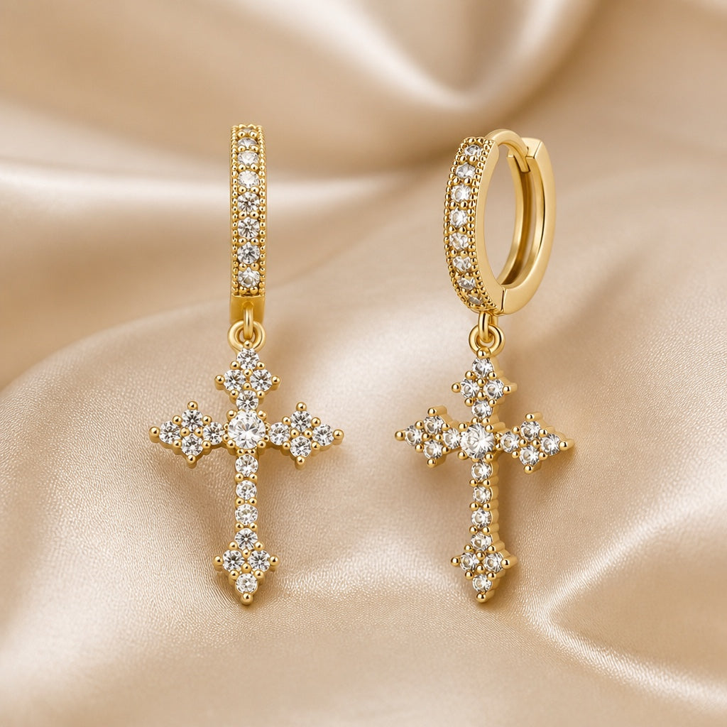 Orecchini in Oro Bianco con Zirconi Incastonati