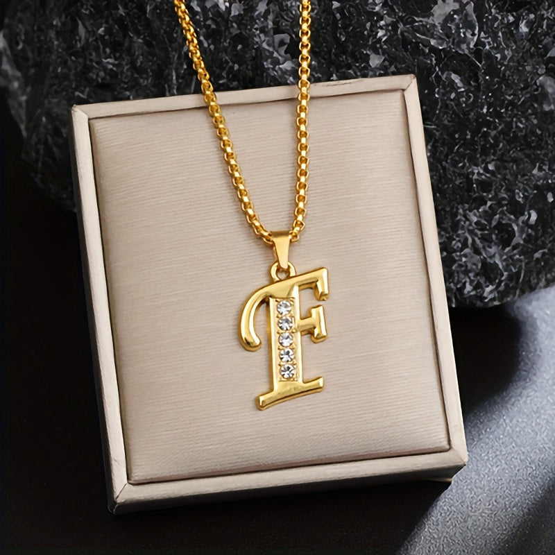 Collar con inicial de cristal | Oro
