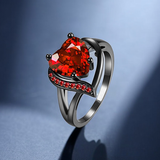 Anello Cuore in Rubino Argento