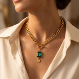 Evelara™ - Collana in Oro con Catena e Smeraldo